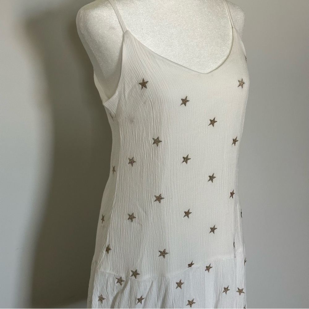 Mi Ami White Gauze Mini Dress with Gold Stars Festival, Summer, & Holiday Outfit - Picture 7 of 7